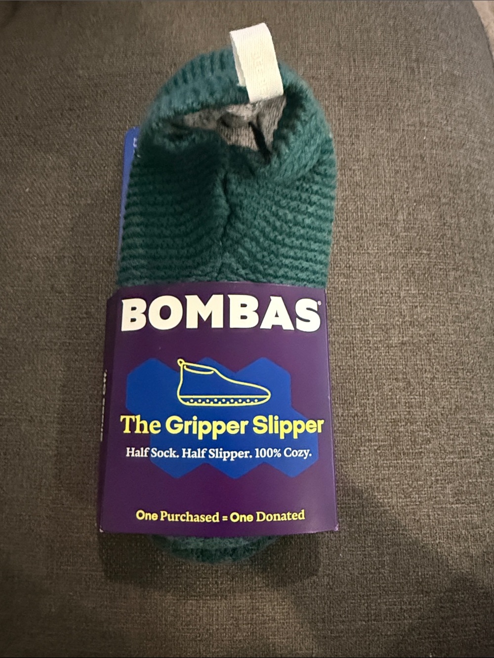 Bombas Green Knit Gripper Slipper